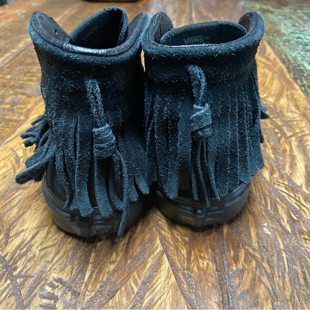 Vans Sk8 Hi Moc Black Suede Fringe Moccasin Skate Sneaker Trainers Shoes Sz 6.5 - Picture 8 of 11